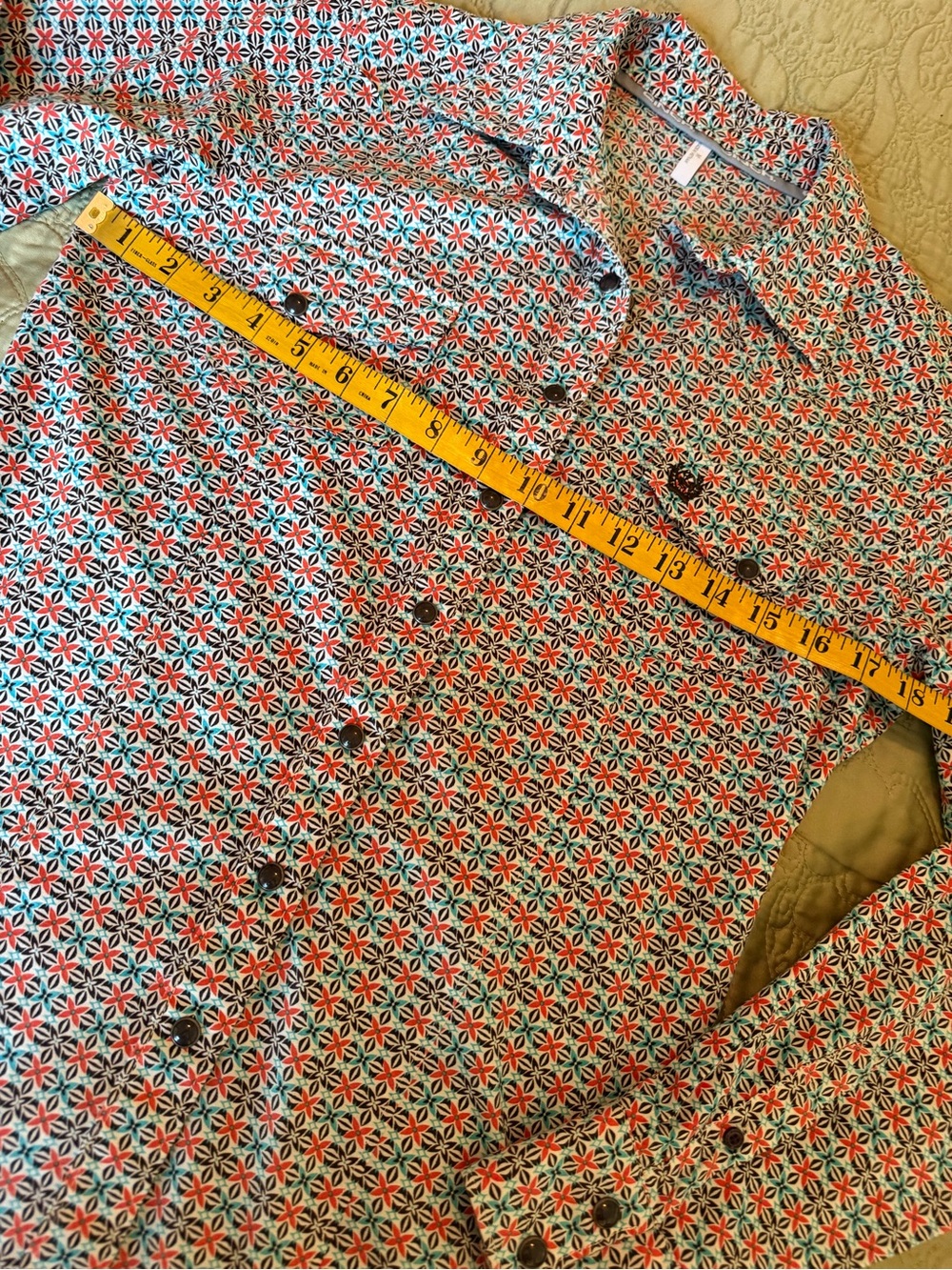 Cinch Retro Mid Century Modern, MCM Floral Pearl Snap Western Cowgirl Shirt, M - Picture 10 of 12